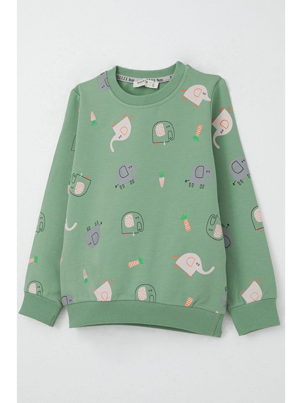 Erkek Çocuk Eşofman Takım Sevimli Fil Desenli Mint Yeşili (1-4 Yaş)-6
