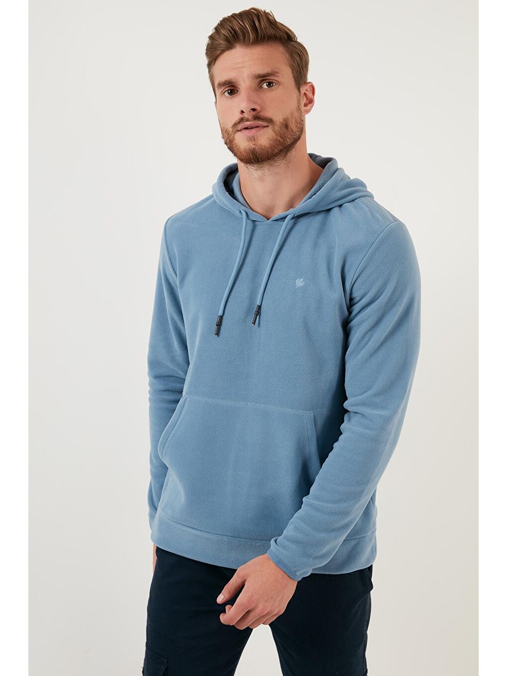 Mavi Slim Fit Kanguru Cepli Kapüşonlu Polar 5906032-3