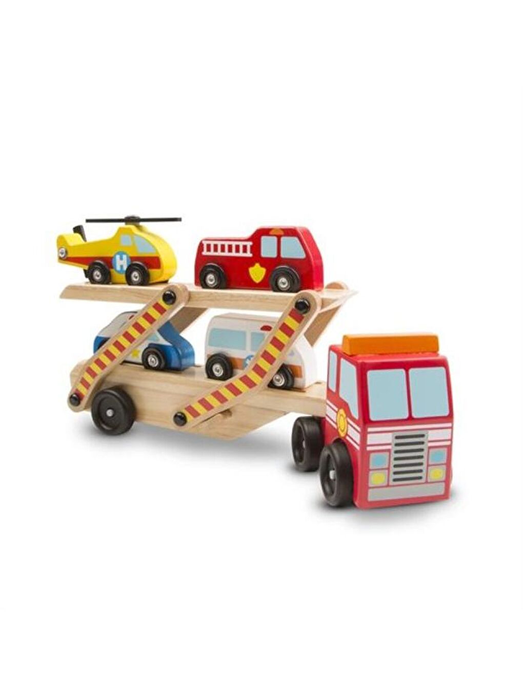 Melissa and Doug Karışık Ahşap Acil Yardım Araçları Taşıyıcı Tır