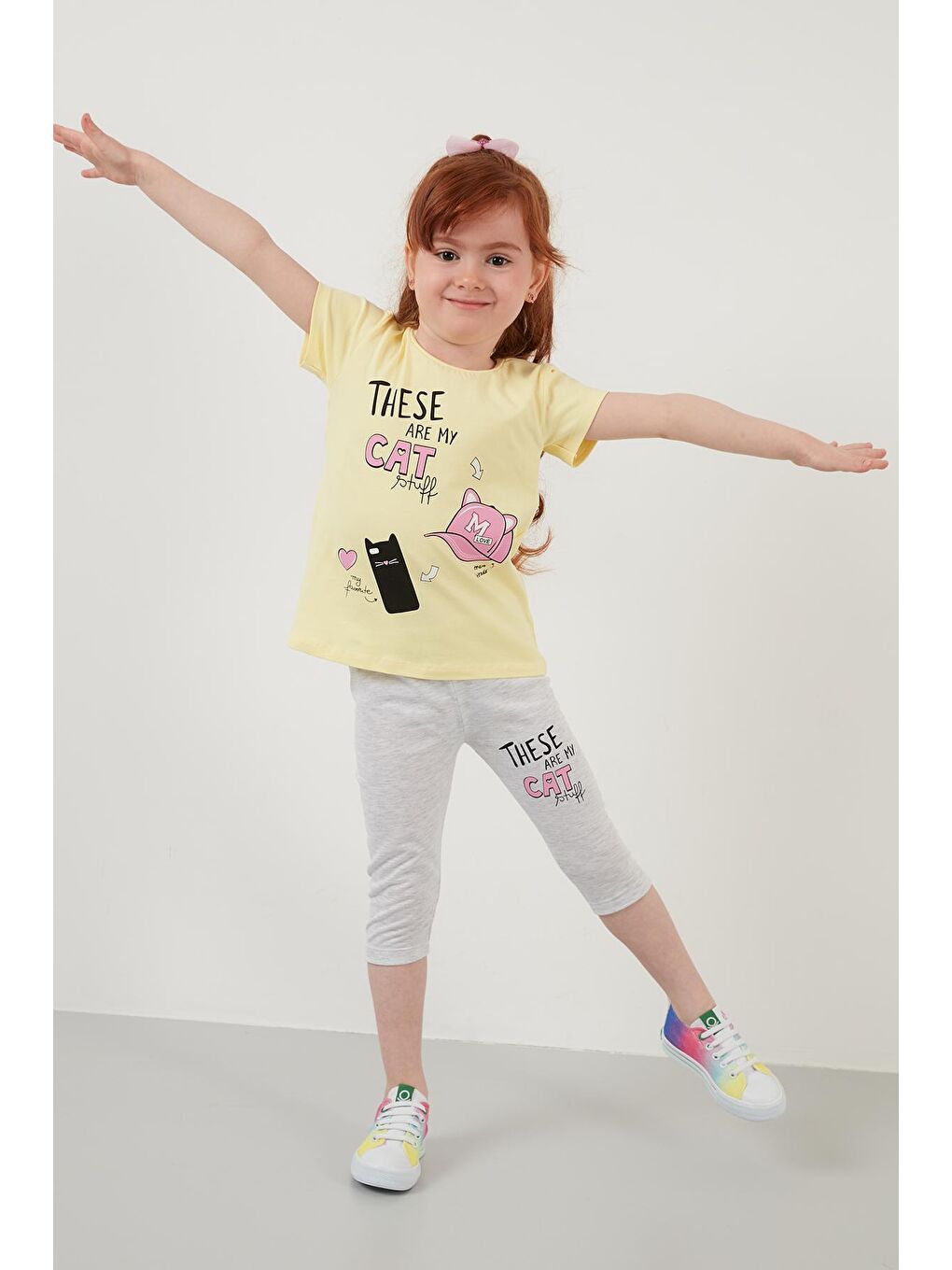 Sarı Baskılı Bisiklet Yaka Pamuklu 2'li Takım 6211032