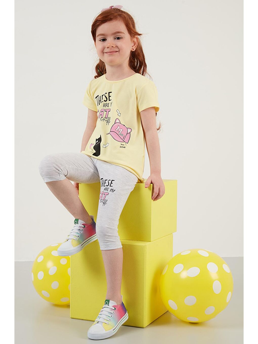 Sarı Baskılı Bisiklet Yaka Pamuklu 2'li Takım 6211032-1