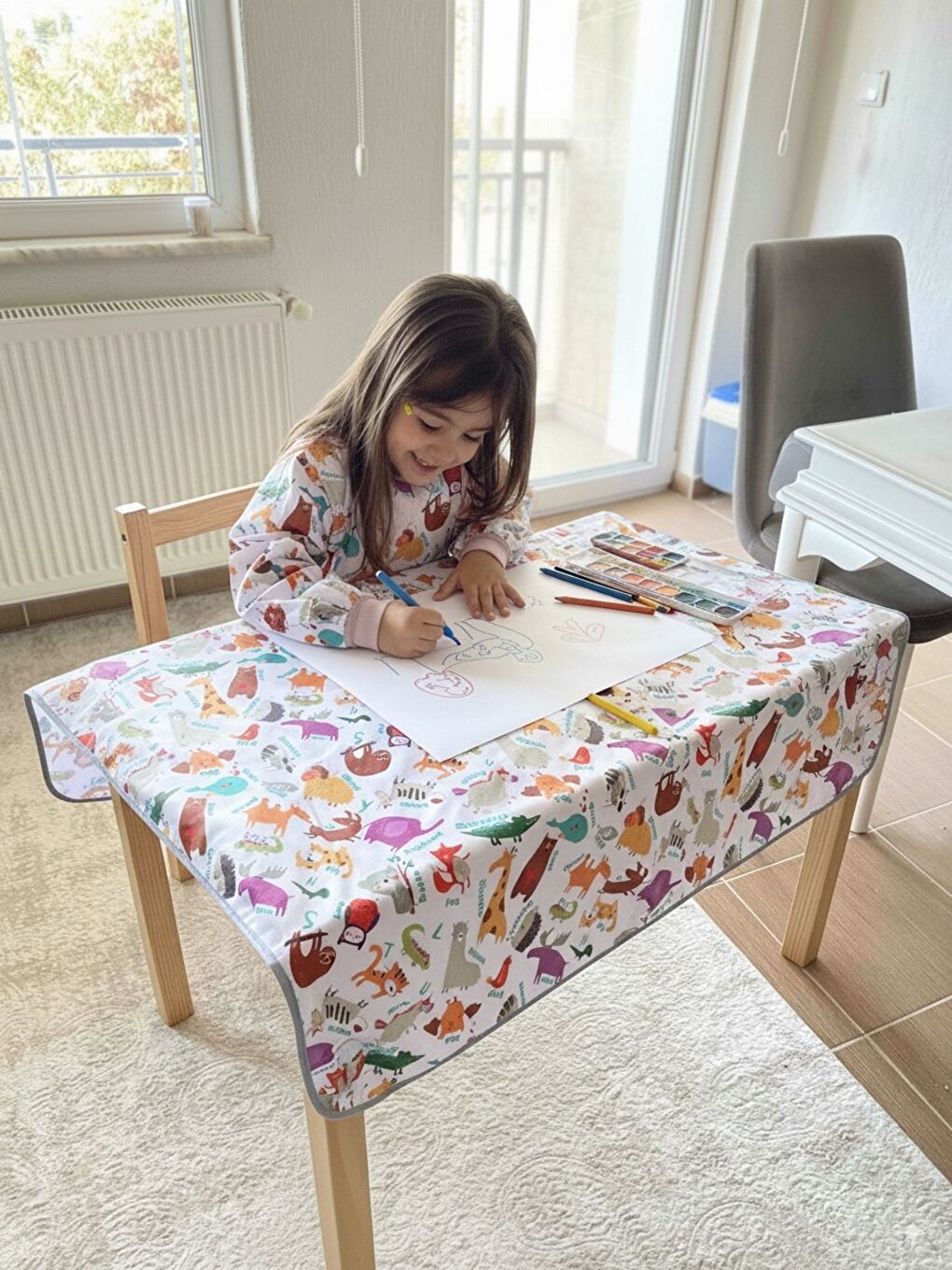 145x300cm, Zoo, Su Geçirmez, Yer/Masa Örtüsü, Aktivite, Yemek ve Oyun için Çok Amaçlı Örtü-1