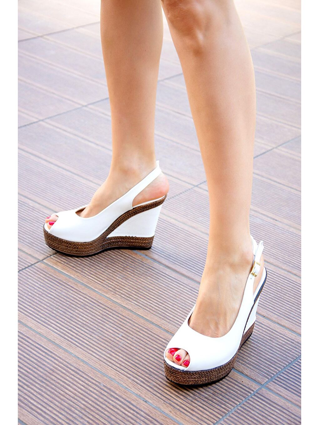 9674070803 Beyaz Dolgu Taban Kadın Ayakkabı-4