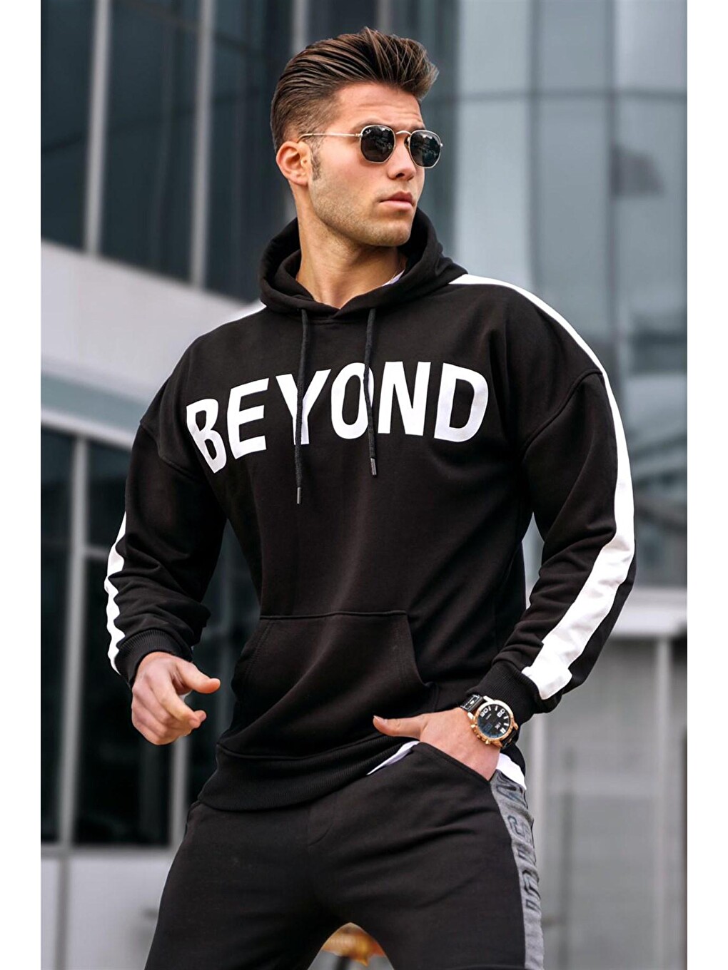 Siyah Kapüşonlu Sweatshirt 5327