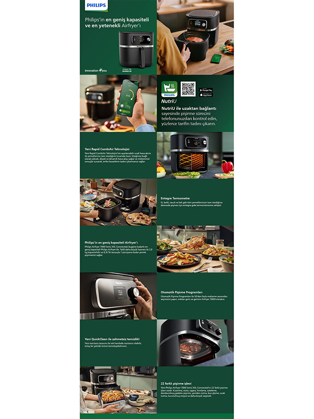 Philips Siyah Airfryer HD9880/90 7000 Serisi Airfryer XXL Connected Fritöz - 8