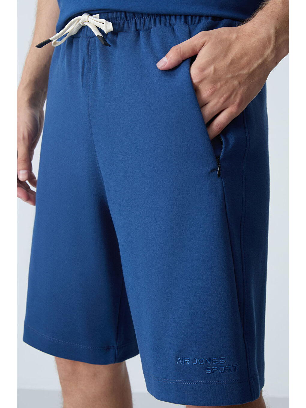 Lacivert Parlament Pamuklu Kalın Yumuşak Dokulu Standart  Fit Basic Erkek Şort  - 81276-2