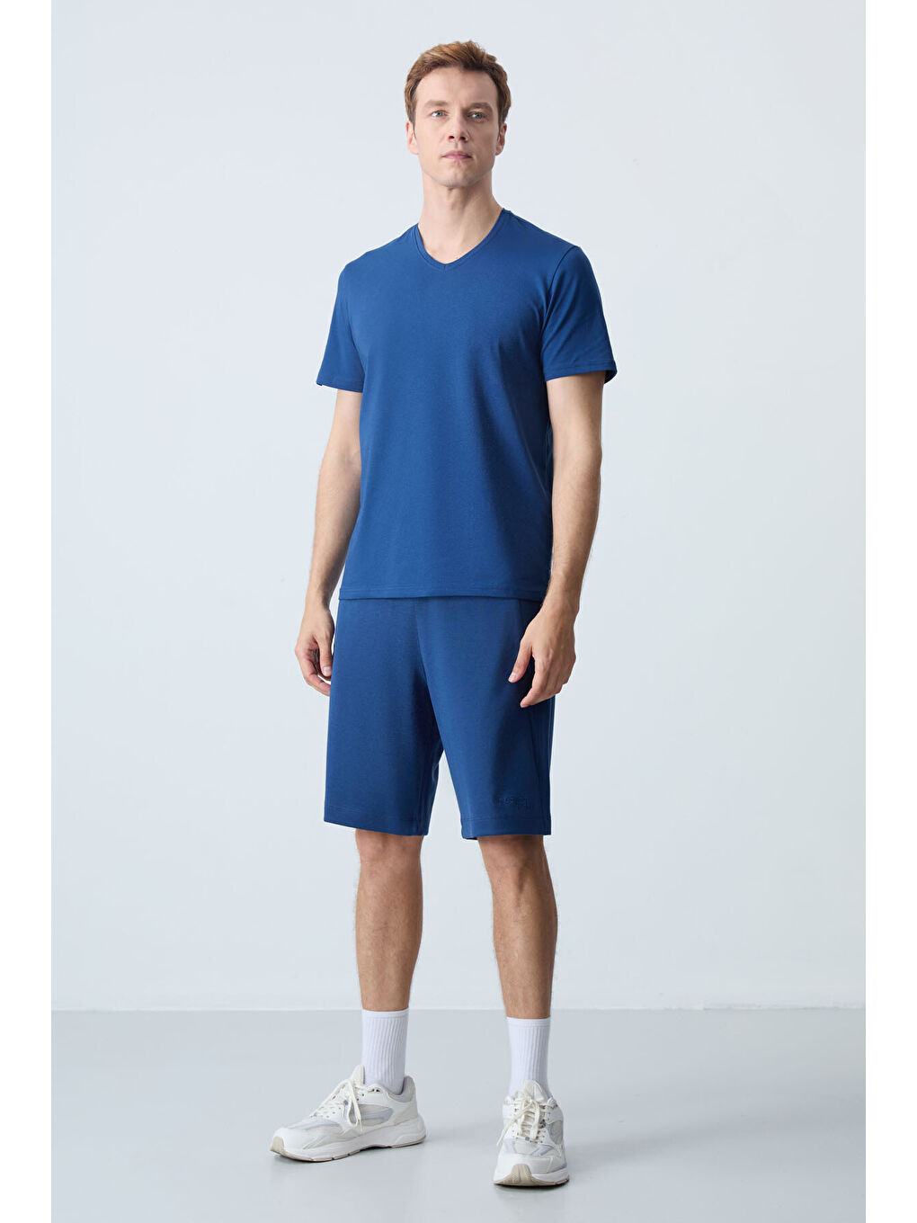 Lacivert Parlament Pamuklu Kalın Yumuşak Dokulu Standart  Fit Basic Erkek Şort  - 81276-3