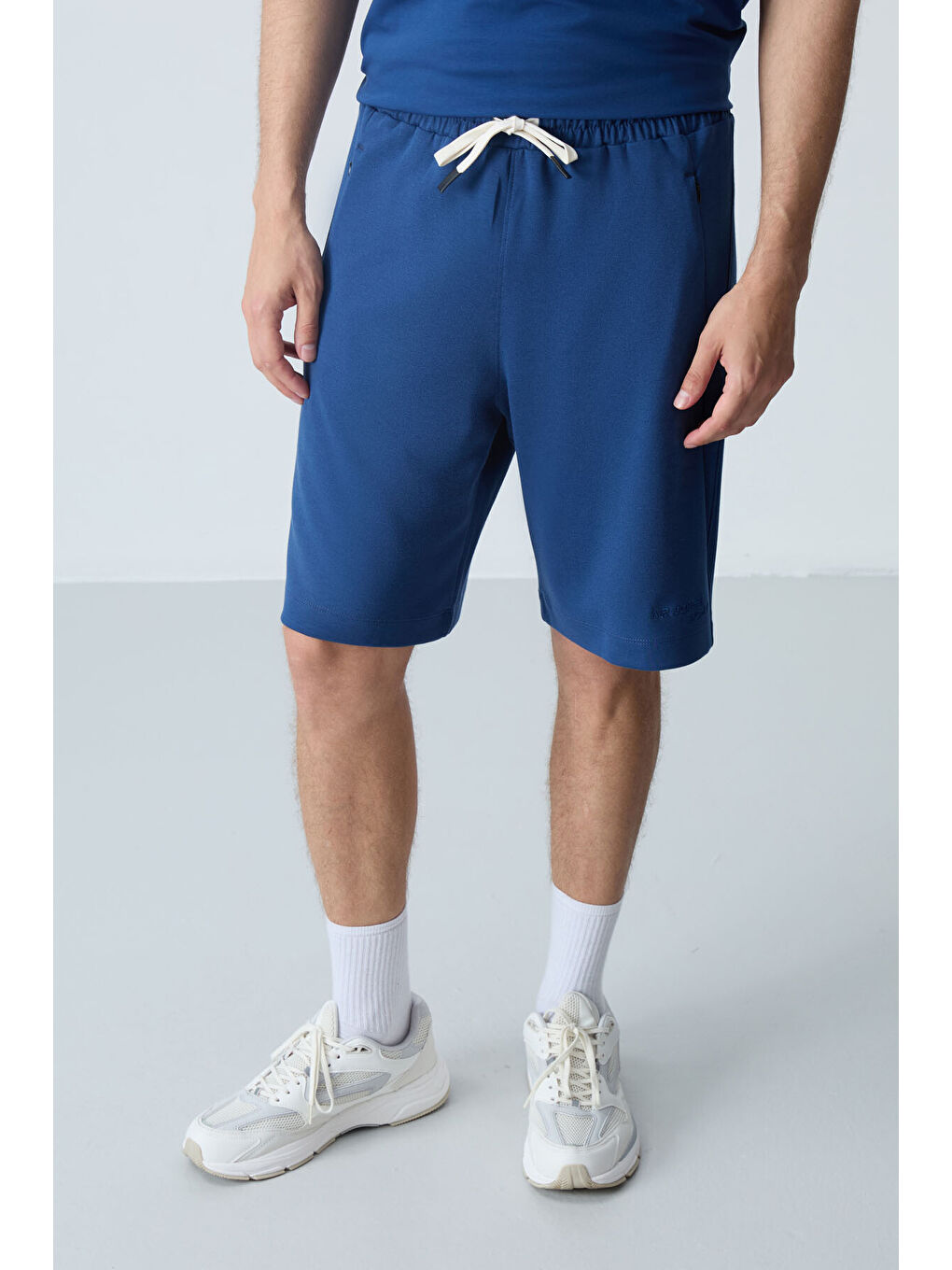Lacivert Parlament Pamuklu Kalın Yumuşak Dokulu Standart  Fit Basic Erkek Şort  - 81276-4