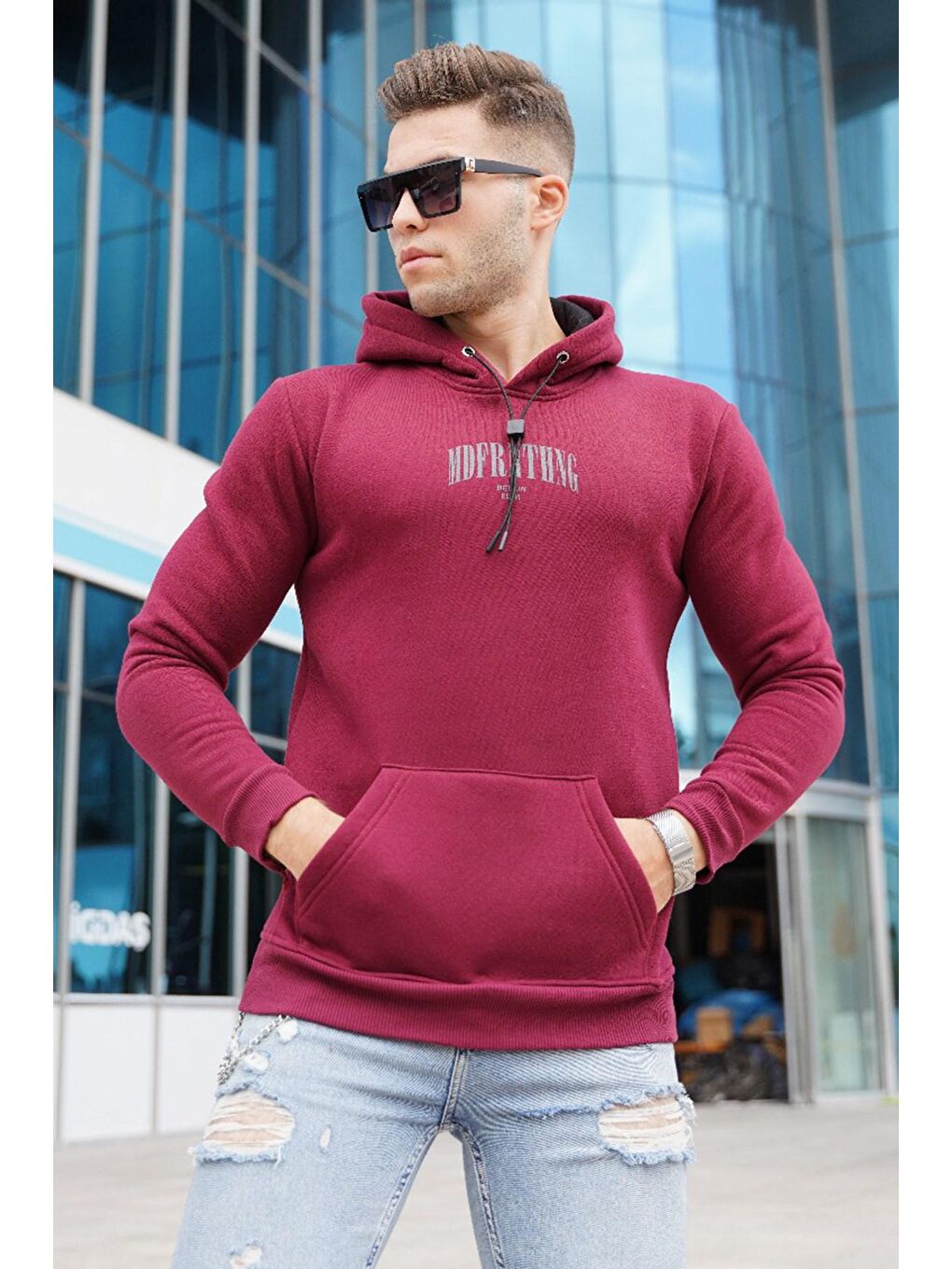 Madmext Bordo Kapüşonlu Sweatshirt 5331