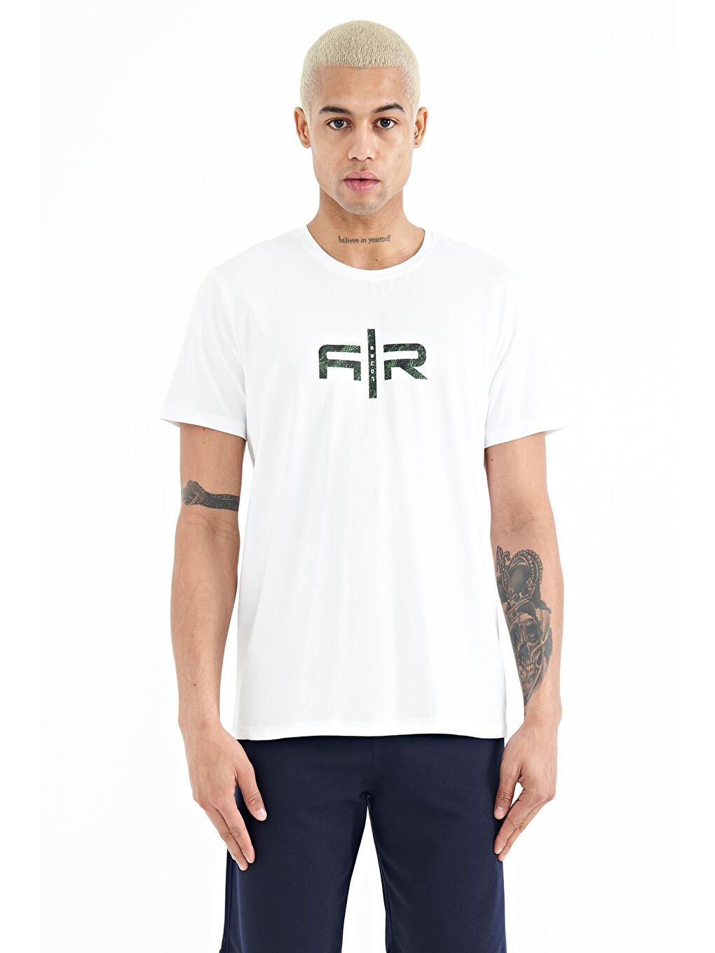 AIR JONES Boris Beyaz Standart Kalıp Erkek T-Shirt - 88206