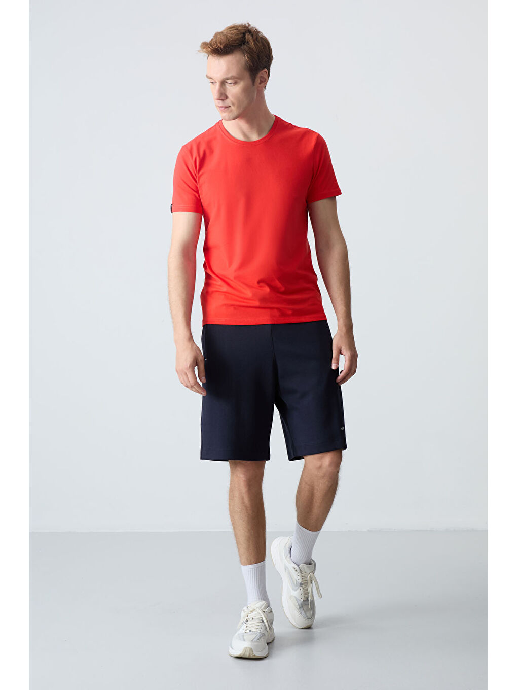 Lacivert Pamuklu Kalın Yumuşak Dokulu Standart  Fit Basic Erkek Şort  - 81276-4