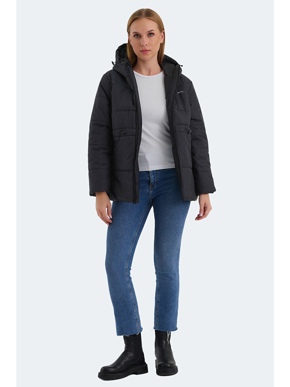 CALLU Kadın Mont Kaban Siyah-6