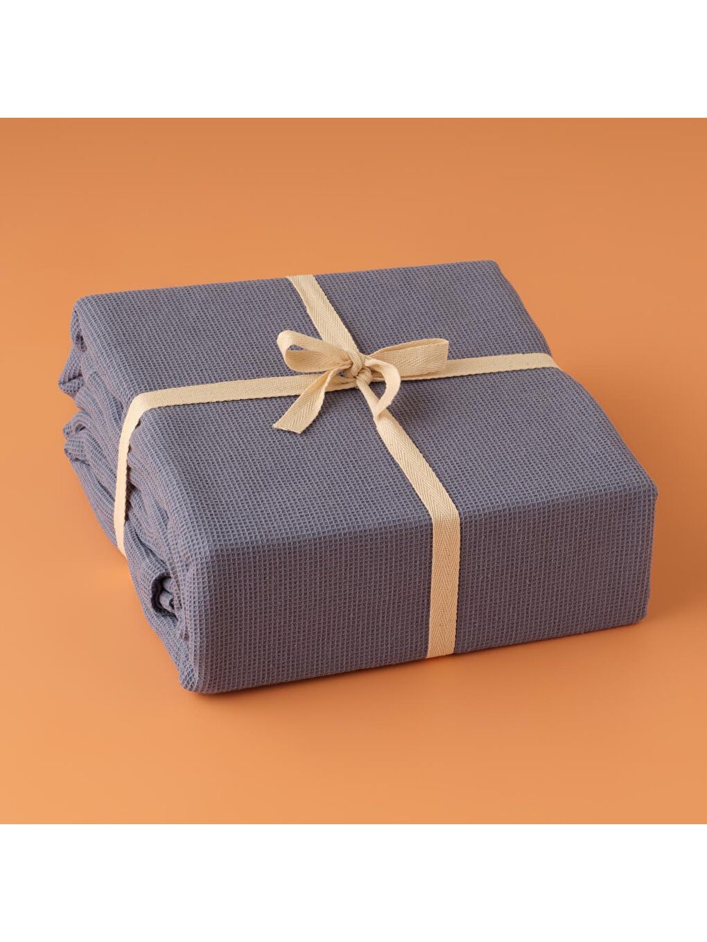 Mini Waffle %100 Pamuk Çift Kişilik Pike Mavi-3