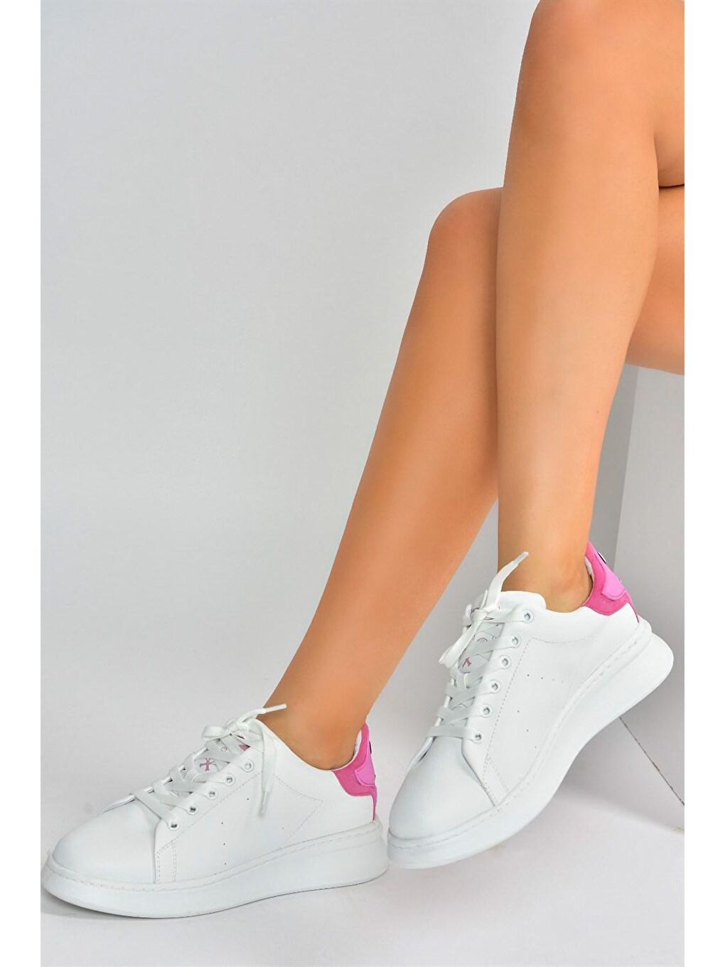 M610275509 Beyaz/Pembe Kadın Sneakers-1