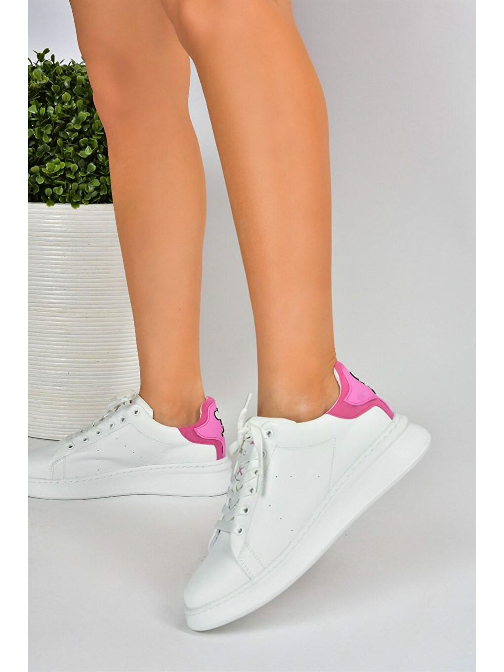 M610275509 Beyaz/Pembe Kadın Sneakers-3