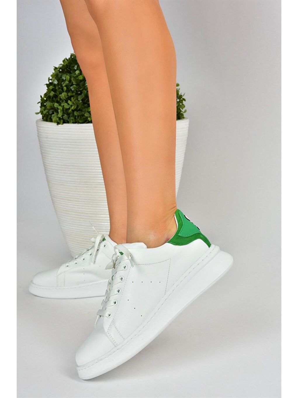 M610275509 Beyaz/Yeşil Kadın Sneakers-1