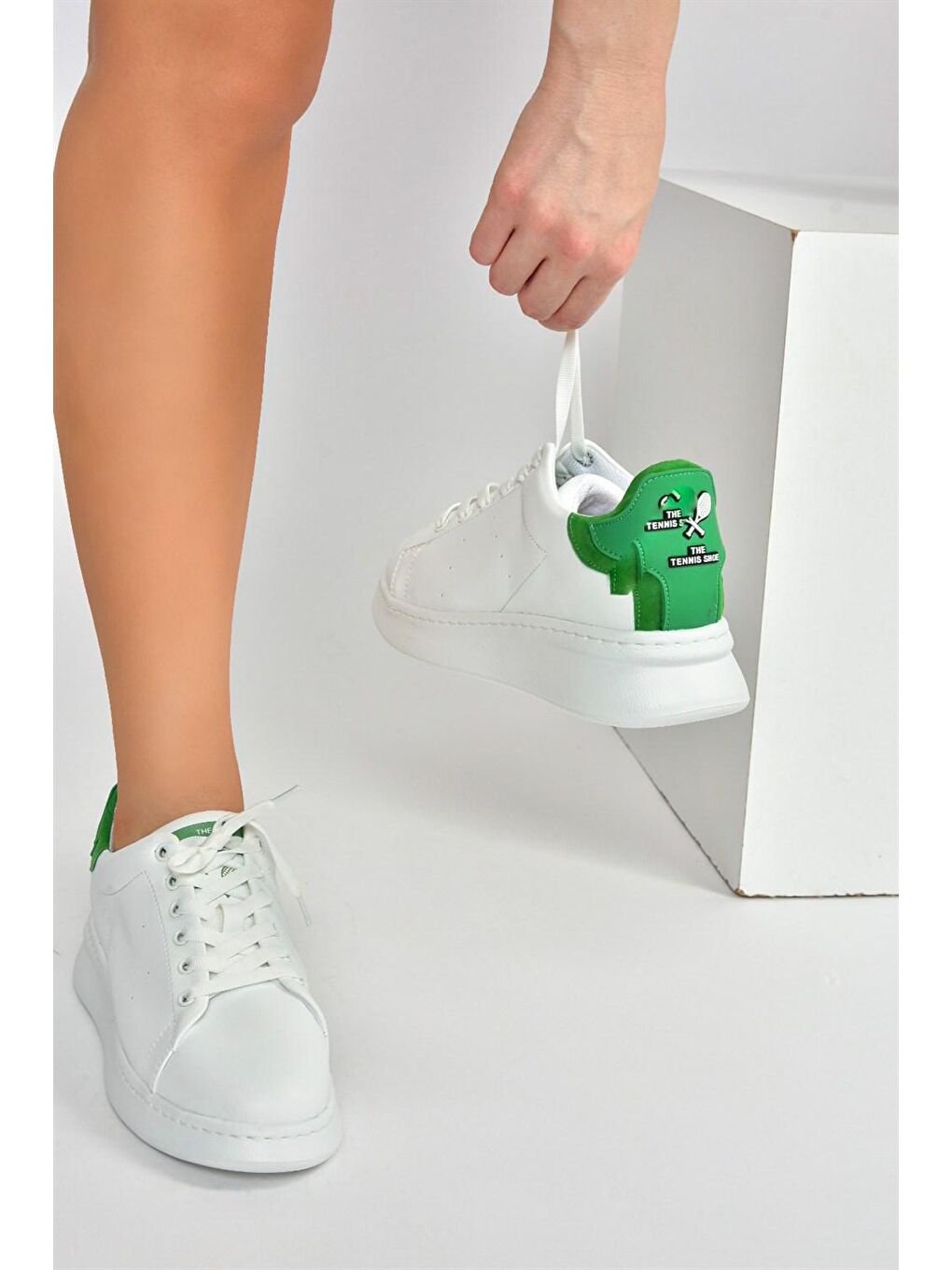 M610275509 Beyaz/Yeşil Kadın Sneakers-4