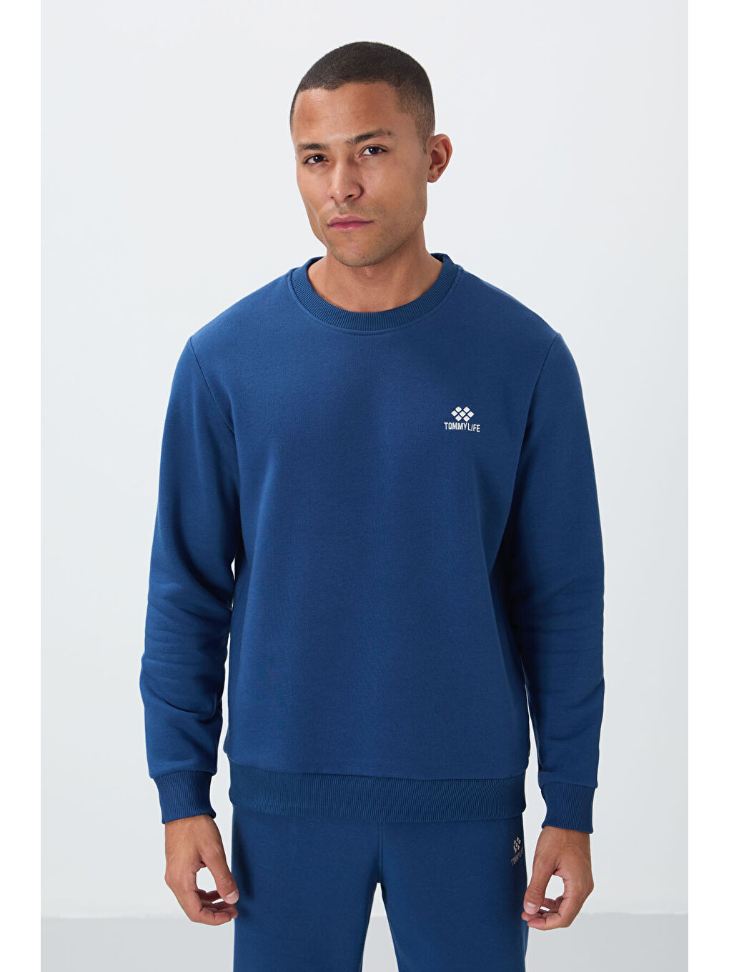 Mavi Parlament Pamuklu Kalın İçi Tüylü Yumuşak Dokulu Comfort Fit Nakışlı Erkek Eşofman Takım -85265-1