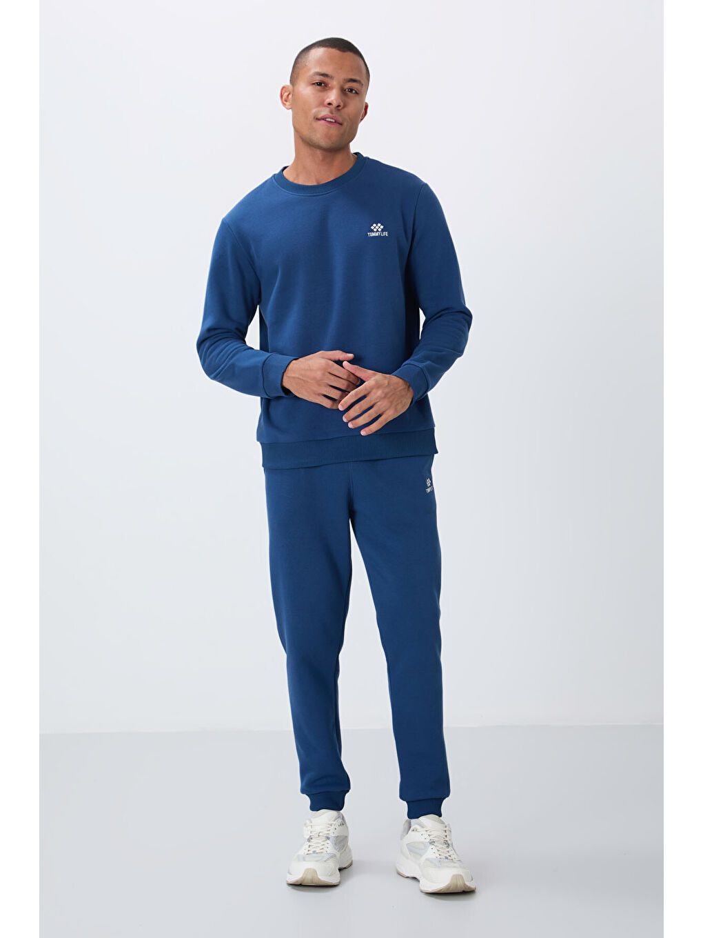 Mavi Parlament Pamuklu Kalın İçi Tüylü Yumuşak Dokulu Comfort Fit Nakışlı Erkek Eşofman Takım -85265-3