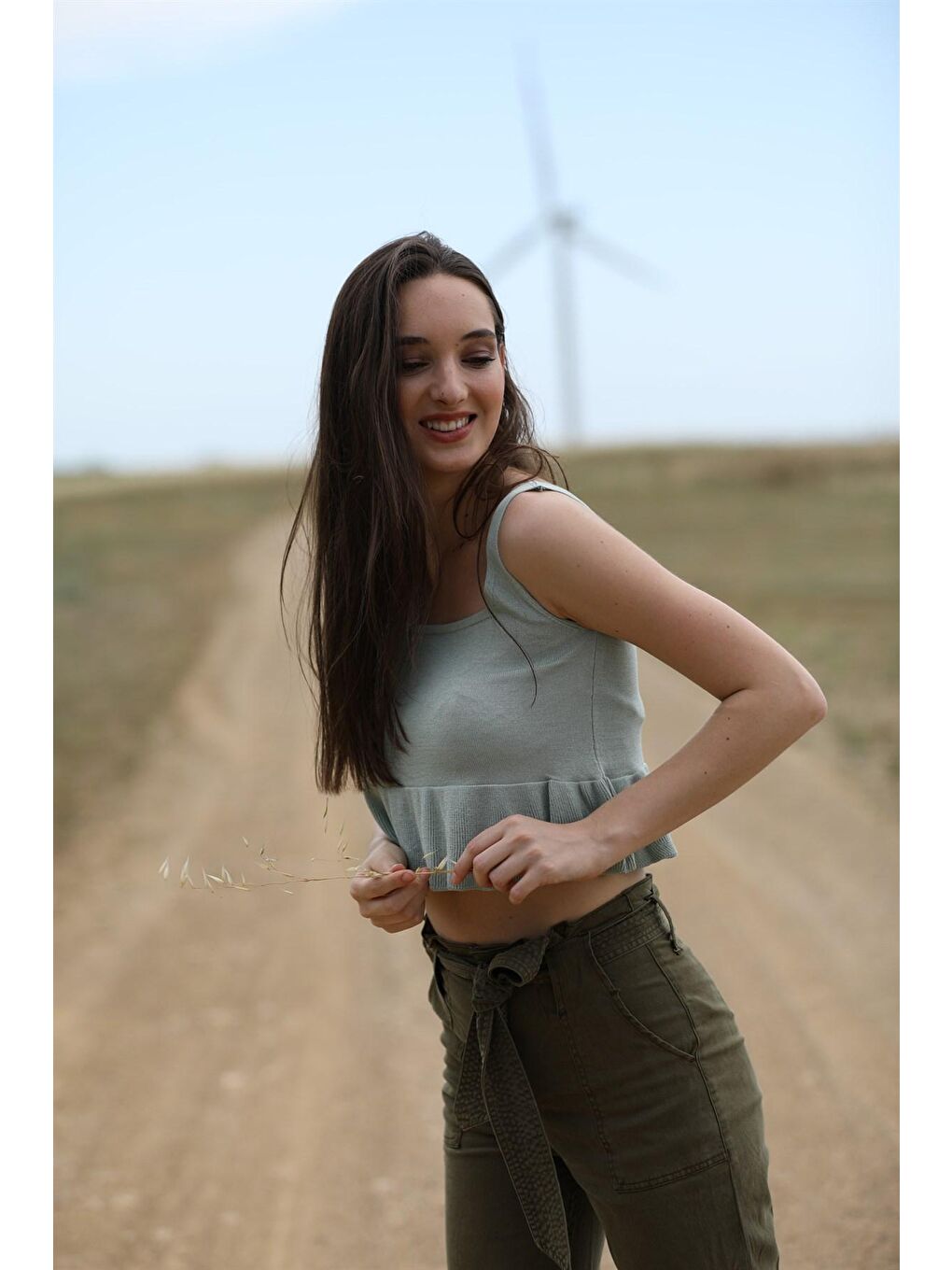 Yeşil Mint Volanlı Triko Top-3