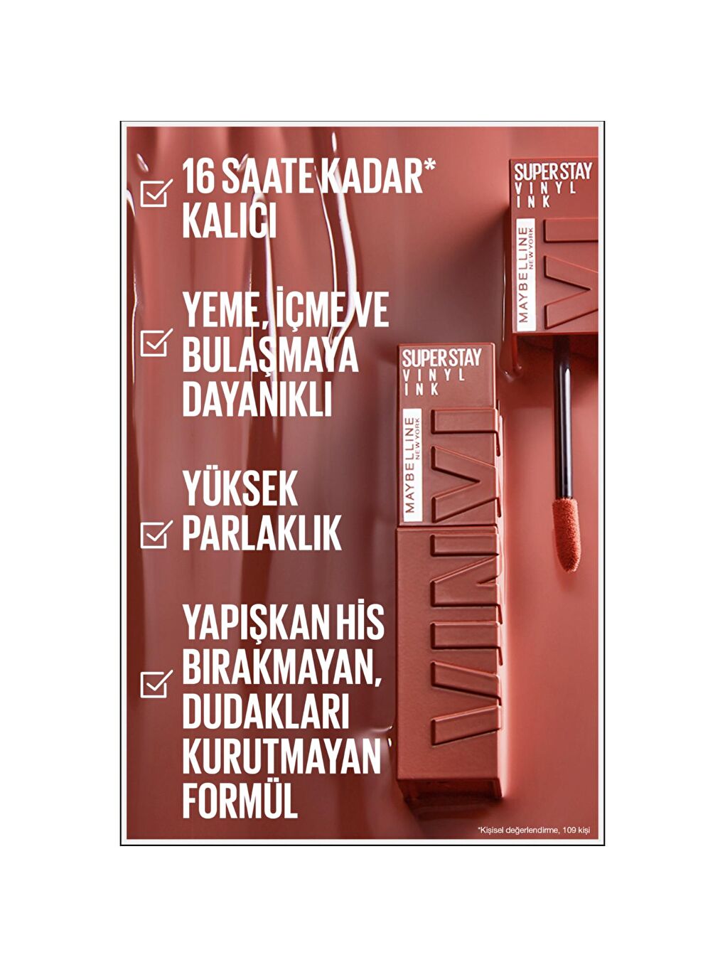 MAYBELLINE NEWYORK Nude Super Stay Vinyl Ink Uzun Süre Kalıcı Likit Parlak Ruj 110 Awestruck