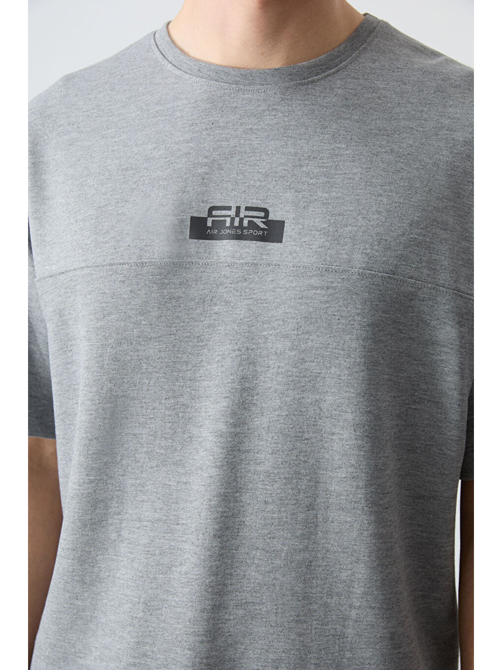 Gri Melanj Pamuklu Kalın Yumuşak Dokulu Oversize Fit Basic Erkek Şort Takım - 85259-4