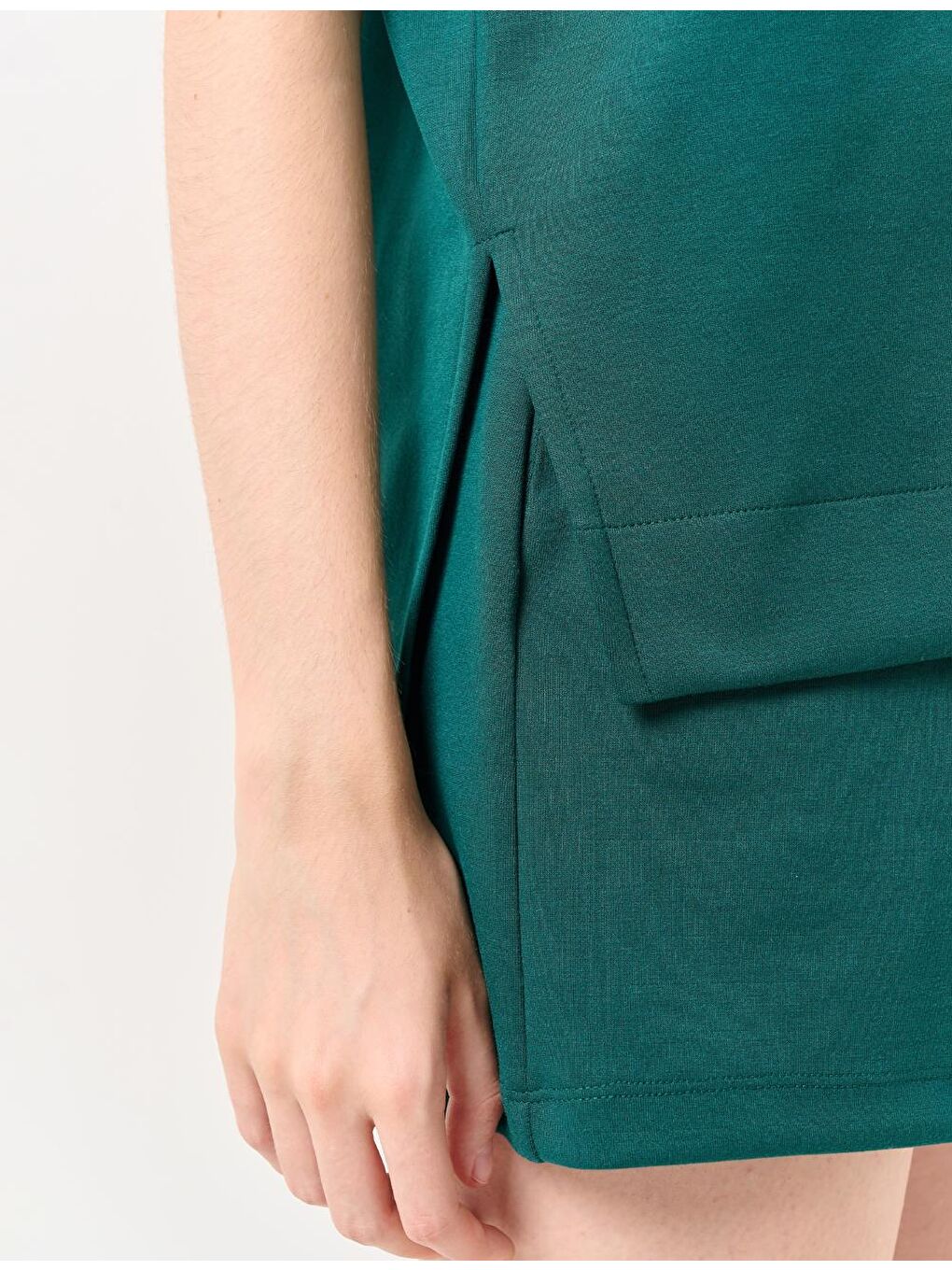 Zümrüt Yeşili Bisiklet Yaka Kolsuz Sweatshirt-2