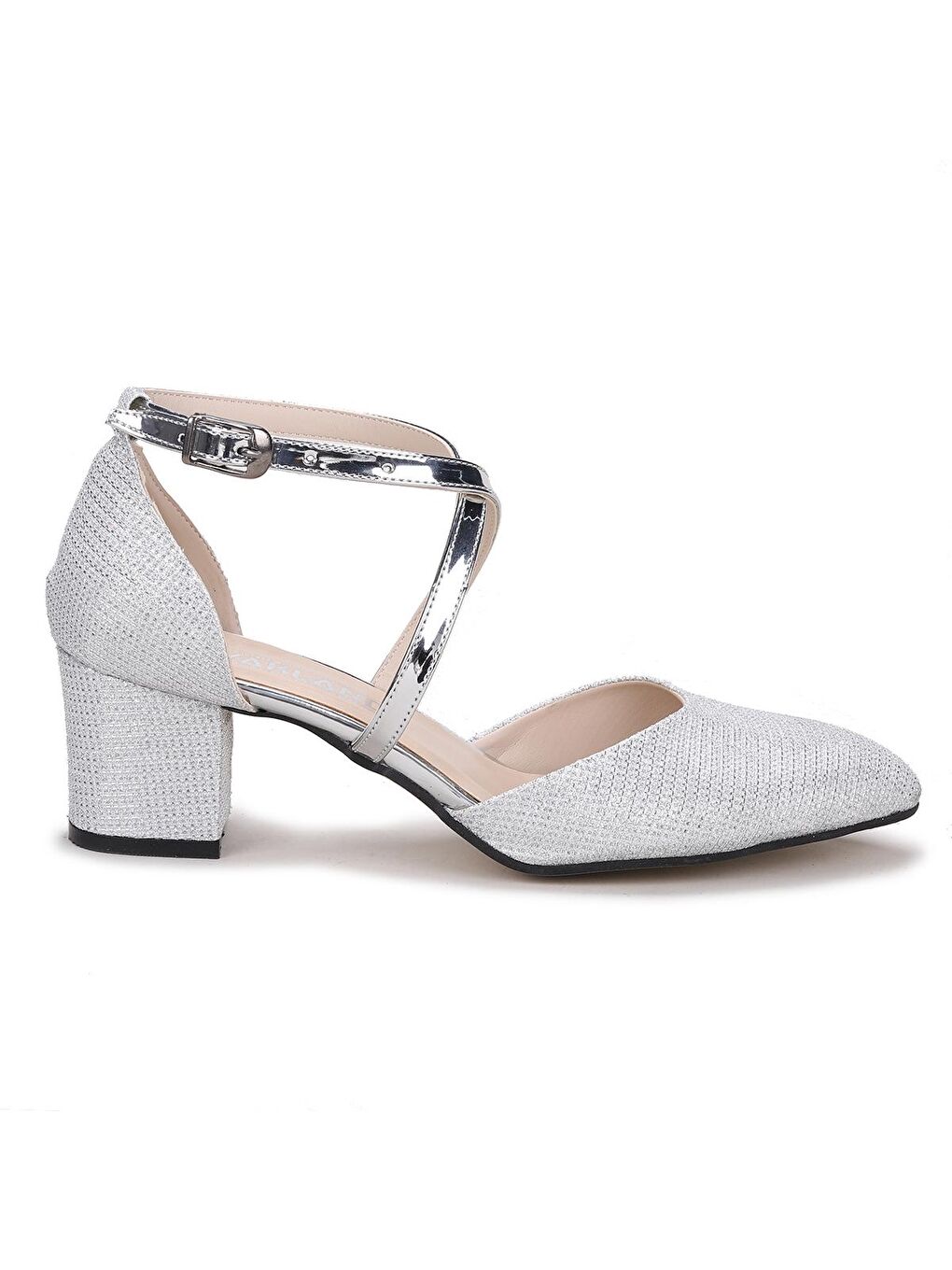 Gri Kum Simli Çupra 5 Cm Topuklu Kadın Ayakkabı Tier 1990-116-3