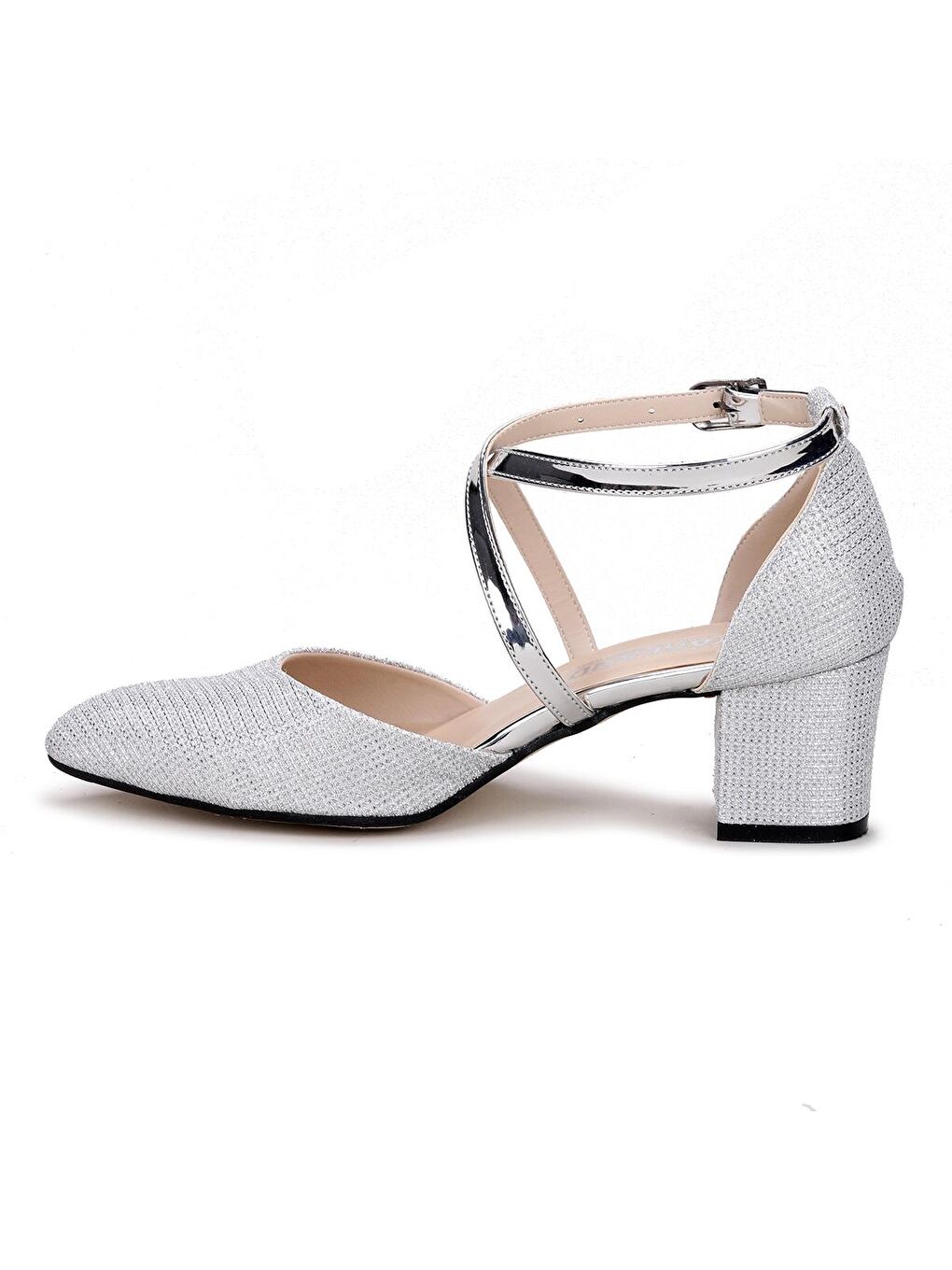 Gri Kum Simli Çupra 5 Cm Topuklu Kadın Ayakkabı Tier 1990-116-4