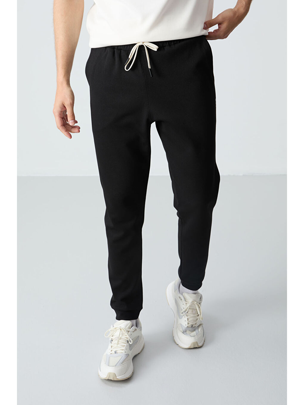 Lila Ekru Siyah Pamuklu Kalın Yumuşak Dokulu Oversize Fit Basic Erkek Eşofman Takım - 85261-1