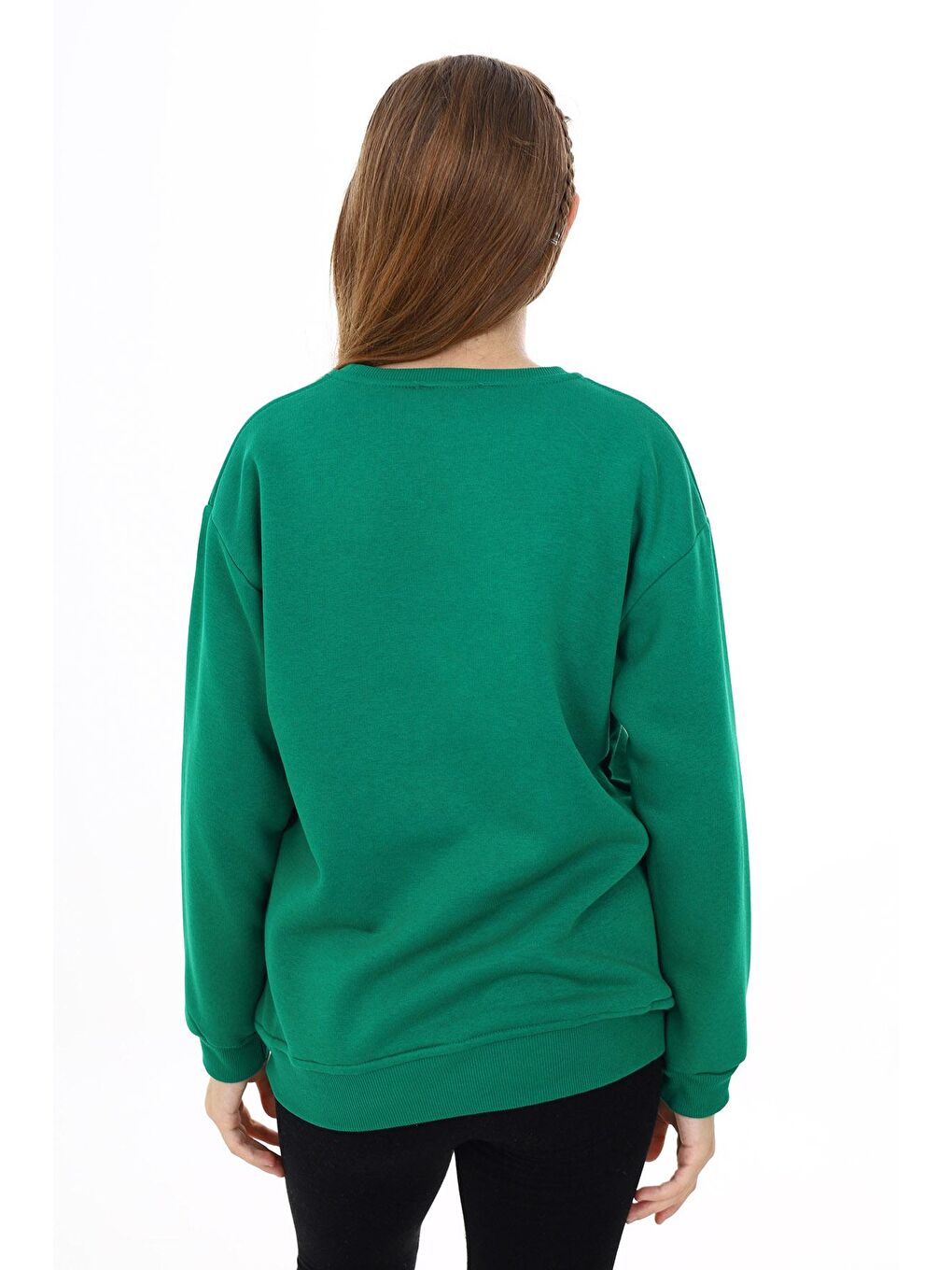 Yeşil Kız Çocuk Baskılı 3 İplik Sweatshirt 7-13 Yaş Lx287-3