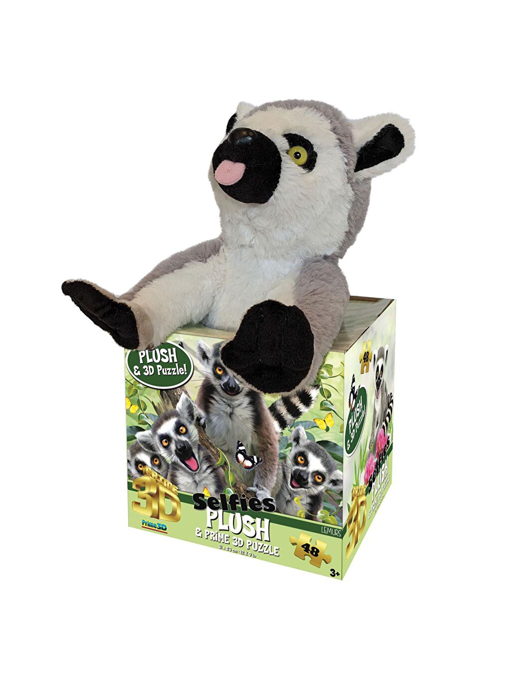 Prime 3D Karışık Lemur Pelüş ve Selfie 48 Parça Puzzle 15801 - 1