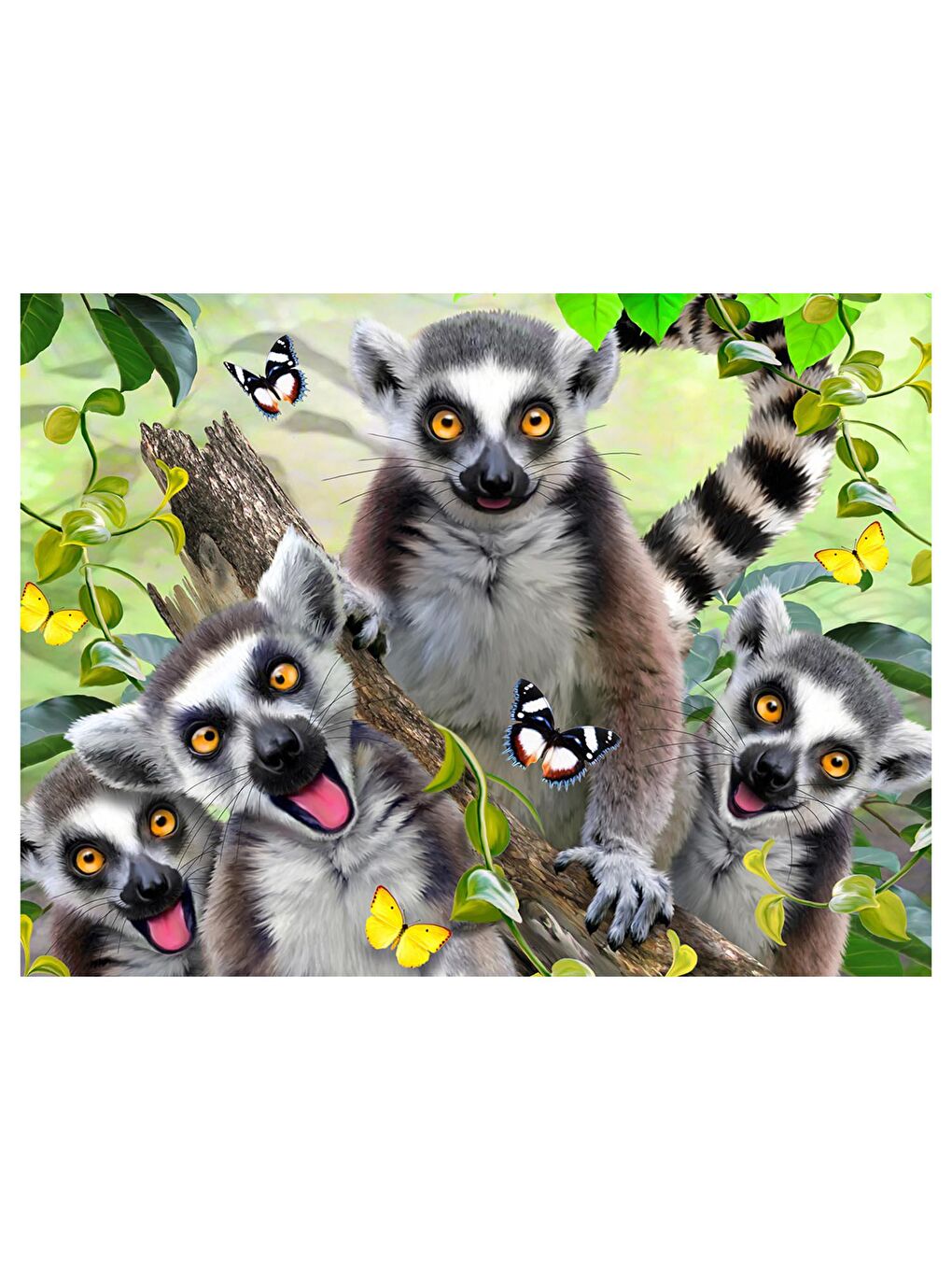 Prime 3D Karışık Lemur Pelüş ve Selfie 48 Parça Puzzle 15801 - 3