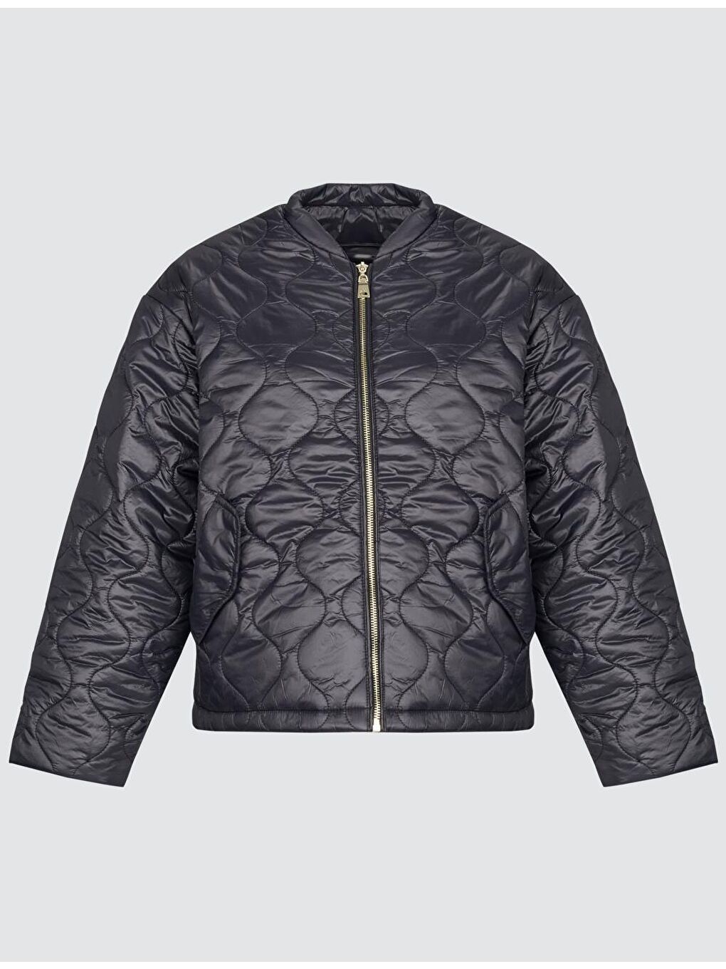 Siyah Kapitone Desenli Uzun Kollu Puf Mont-6