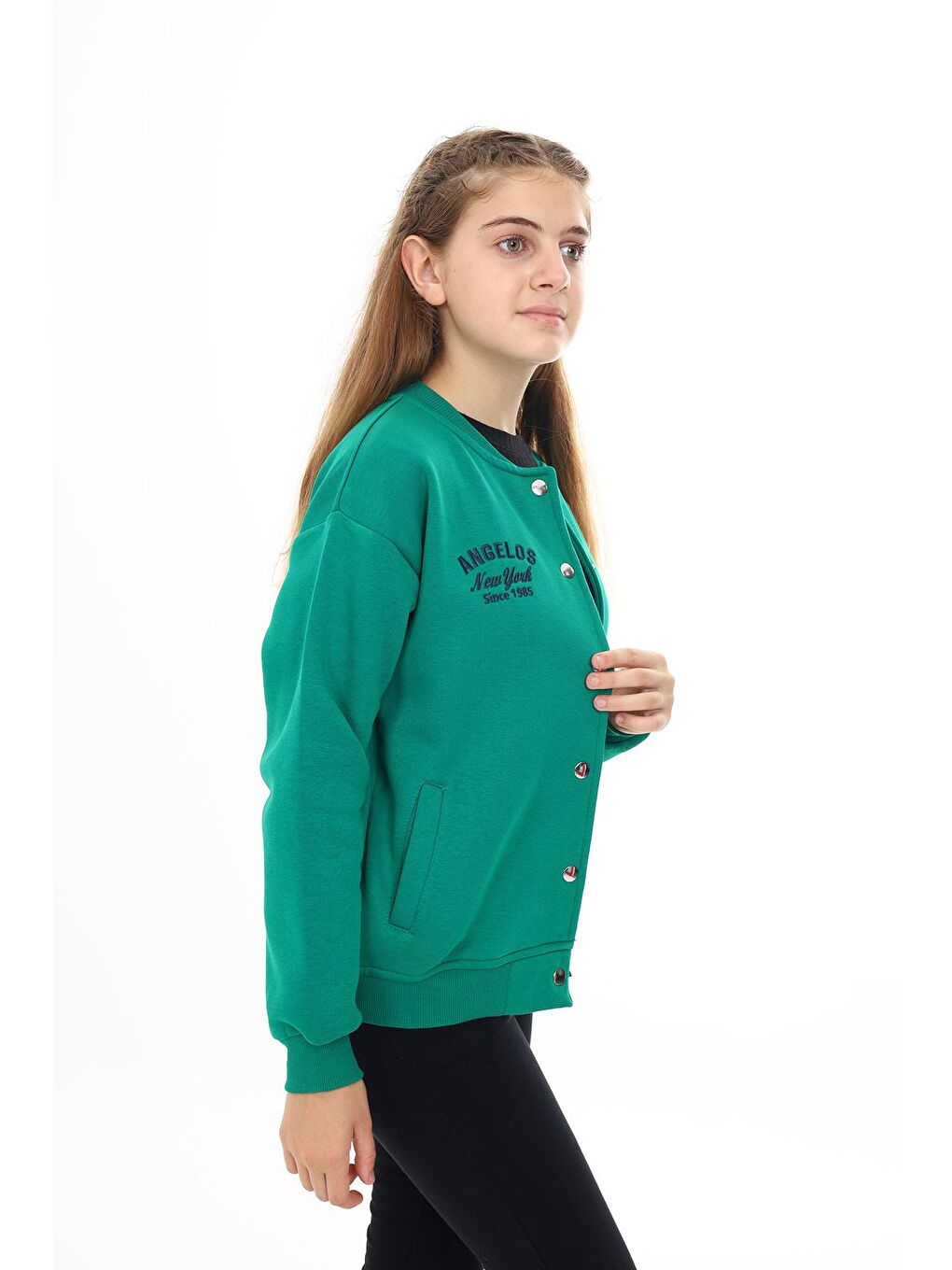 Yeşil Kız Çocuk Kolej Tarz H Baskılı Ceket 7 -13 Yaş Lx273-2