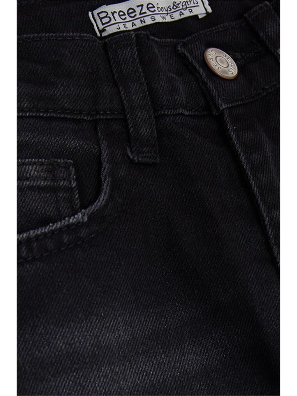 Kız Çocuk Jean Pantolon Geniş Paça Cepli Siyah (5-9 Yaş)-4