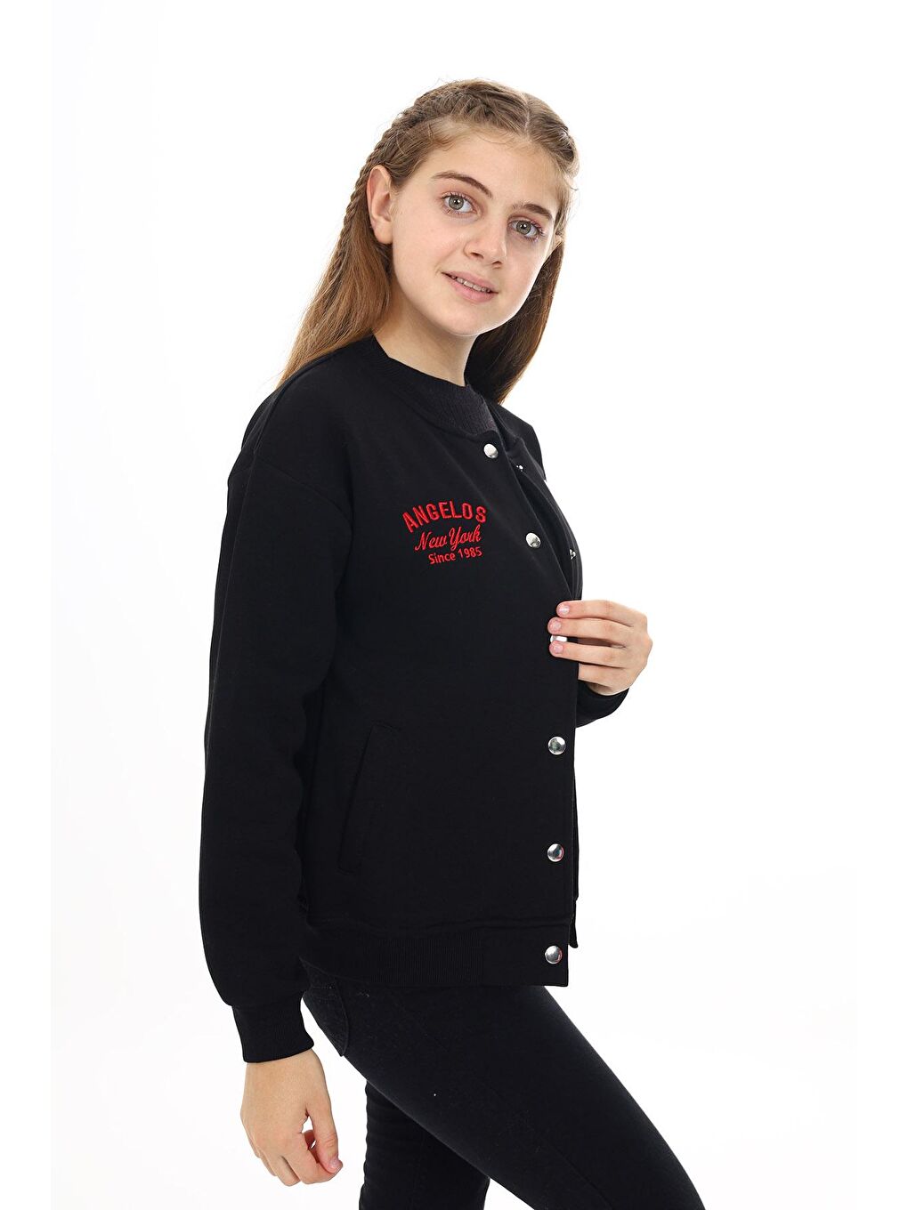 Siyah Kız Çocuk Kolej Tarz H Baskılı Ceket 7 -13 Yaş Lx273-2