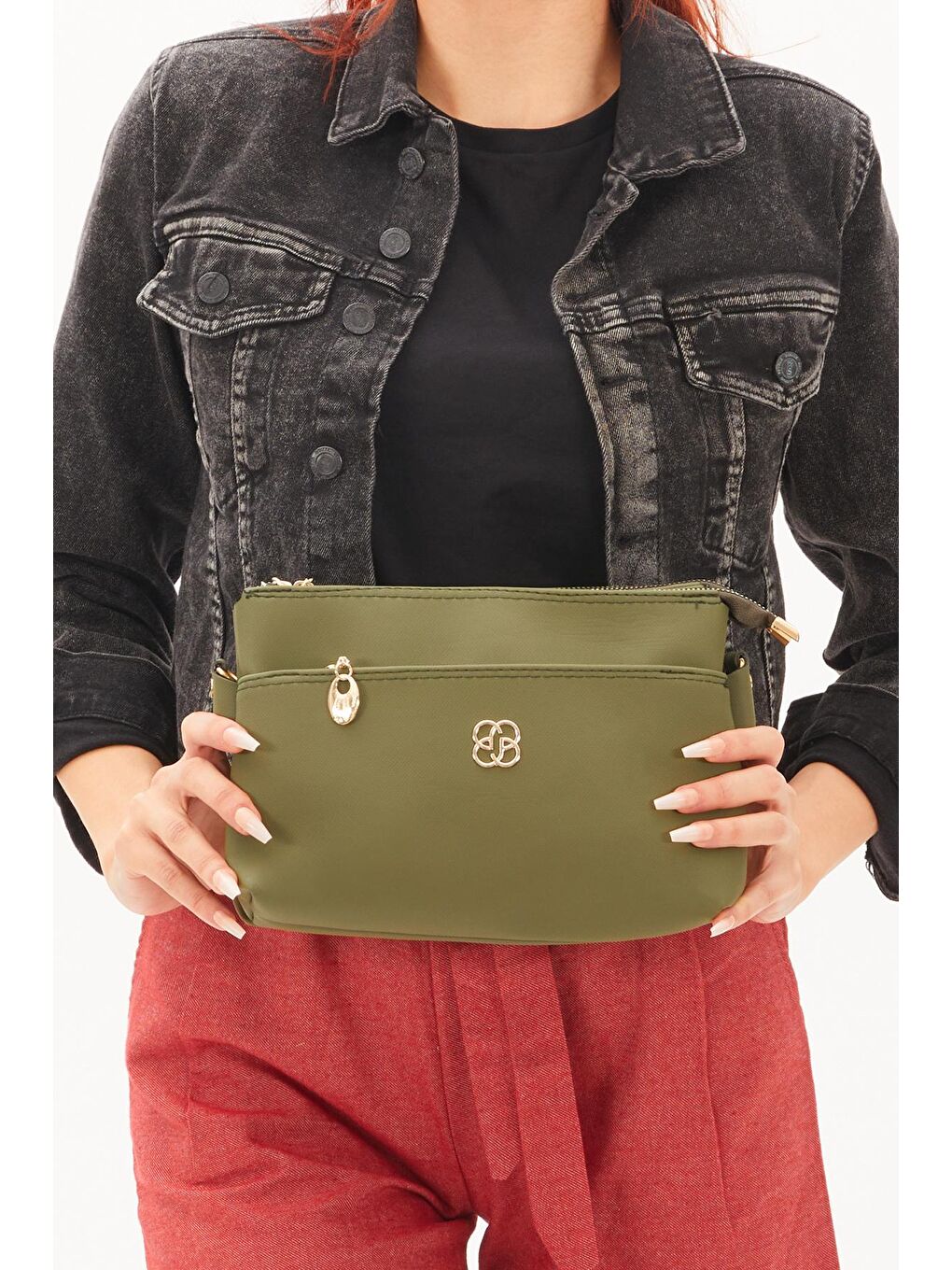 Kadın Yeşil Çift Bölmeli Çapraz Askılı Omuz Çantası