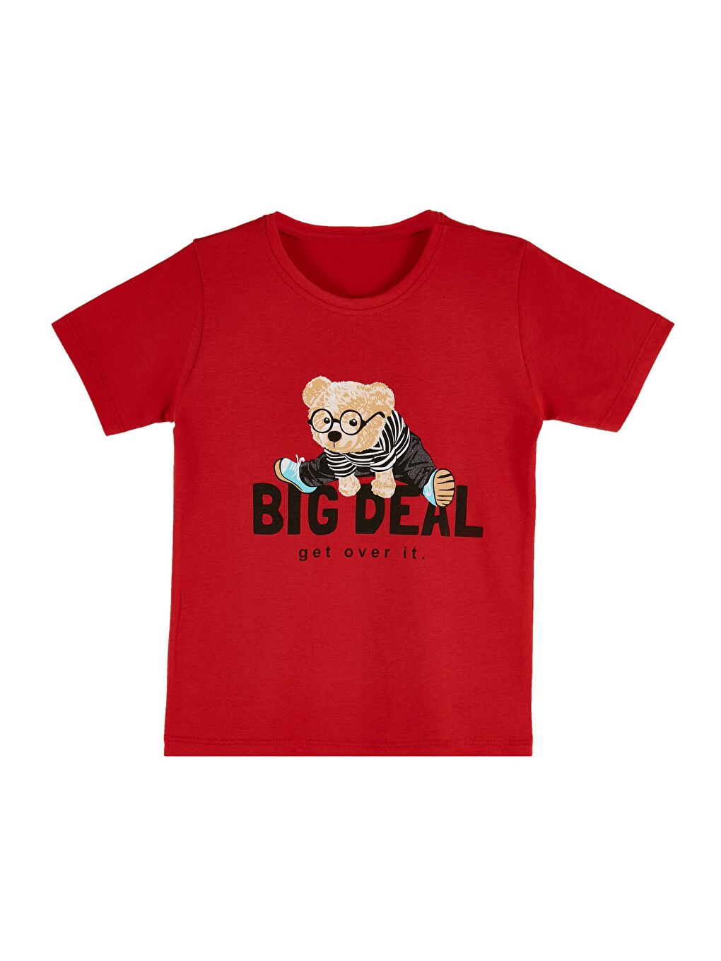 Kırmızı Baskılı Bisiklet Yaka Pamuklu T Shirt 5923213-3