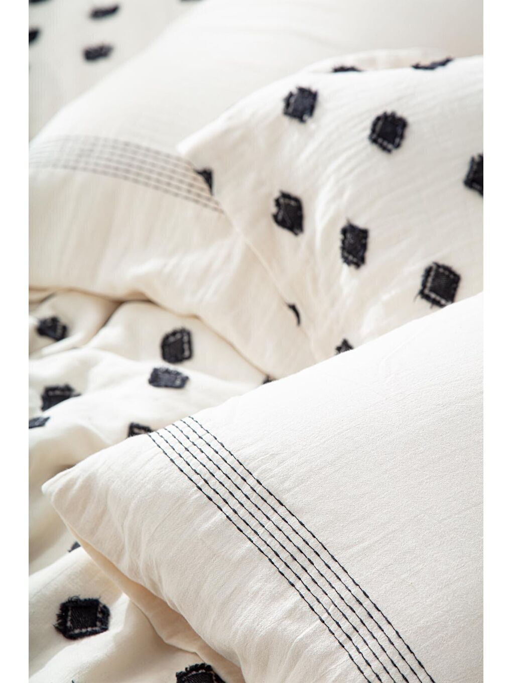 Siyah İmre Battal Boy Nevresim Takımı %100 Organik Pamuk Müslin-2