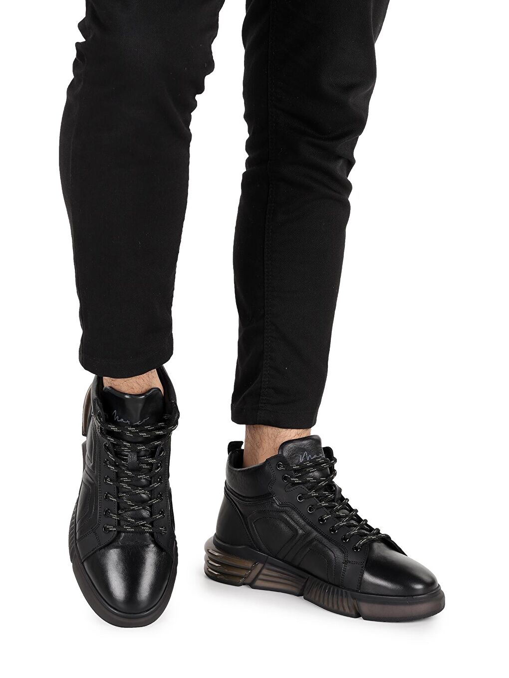 Siyah 152-16254 Deri Erkek Casual Bot Ayakkabı-1