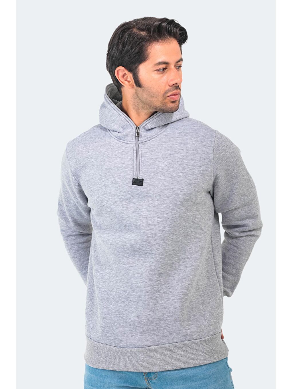 BAHA Erkek Kapüşonlu Sweatshirt Gri-1