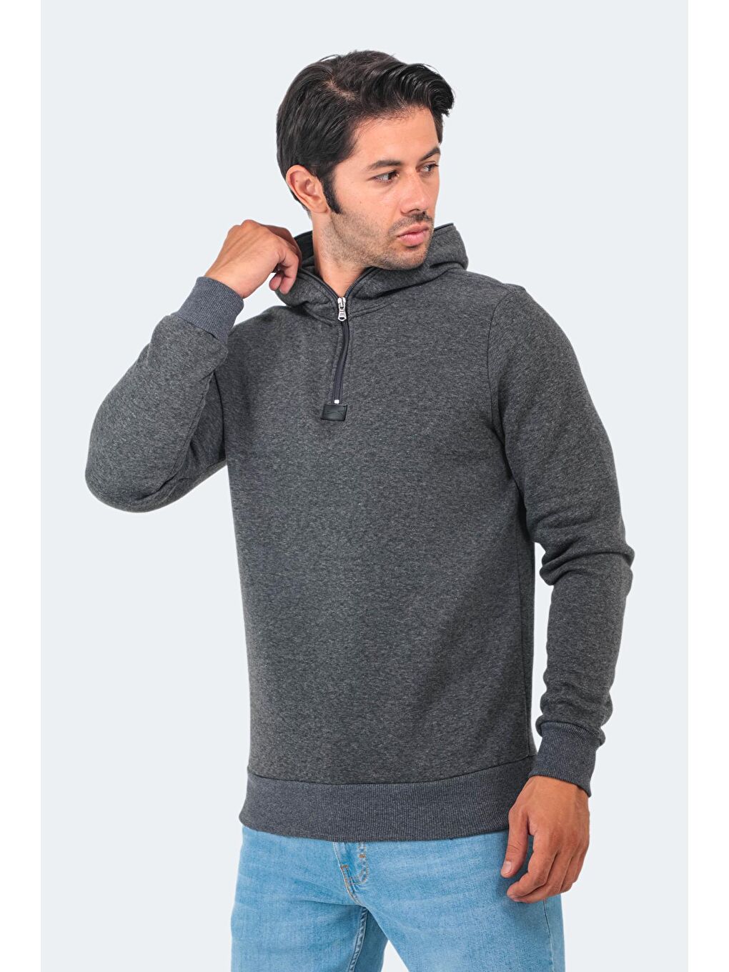 BAHA  Erkek Kapüşonlu Sweatshirt Hoodie Antrasit-1