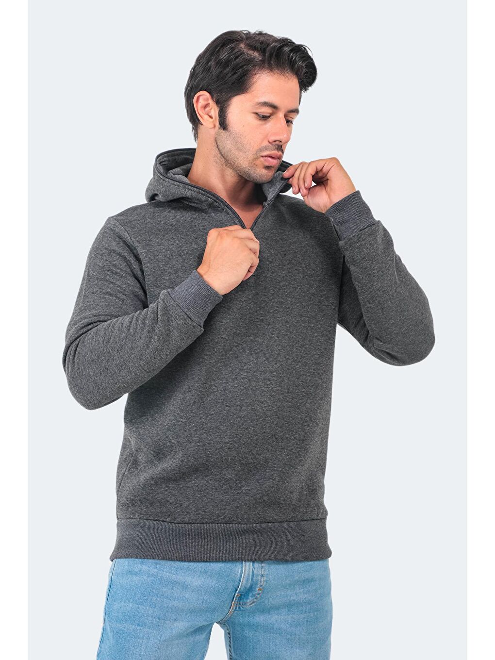 BAHA  Erkek Kapüşonlu Sweatshirt Hoodie Antrasit-3