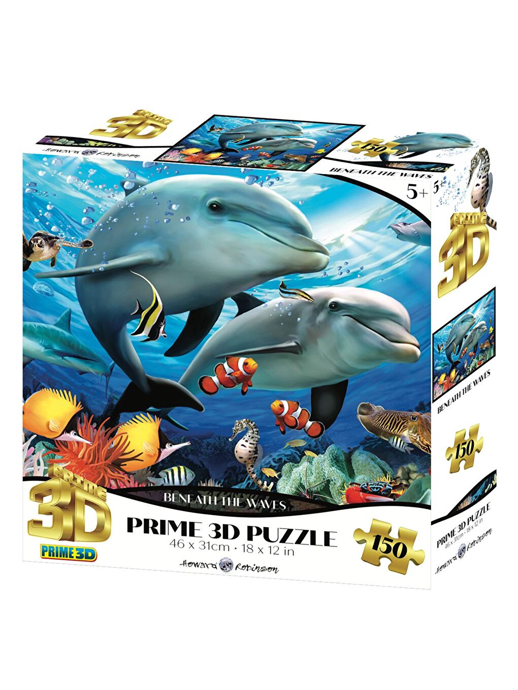 Prime 3D Karışık Dalga Altında Yunuslar 150 Parça Puzzle 10897 - 1