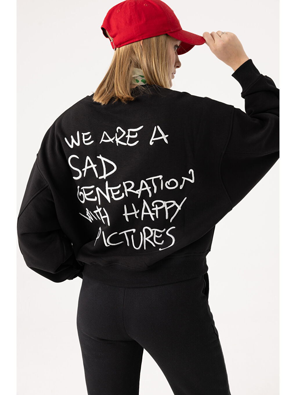 Kadın Generation Oversize Siyah Sweatshirt-2