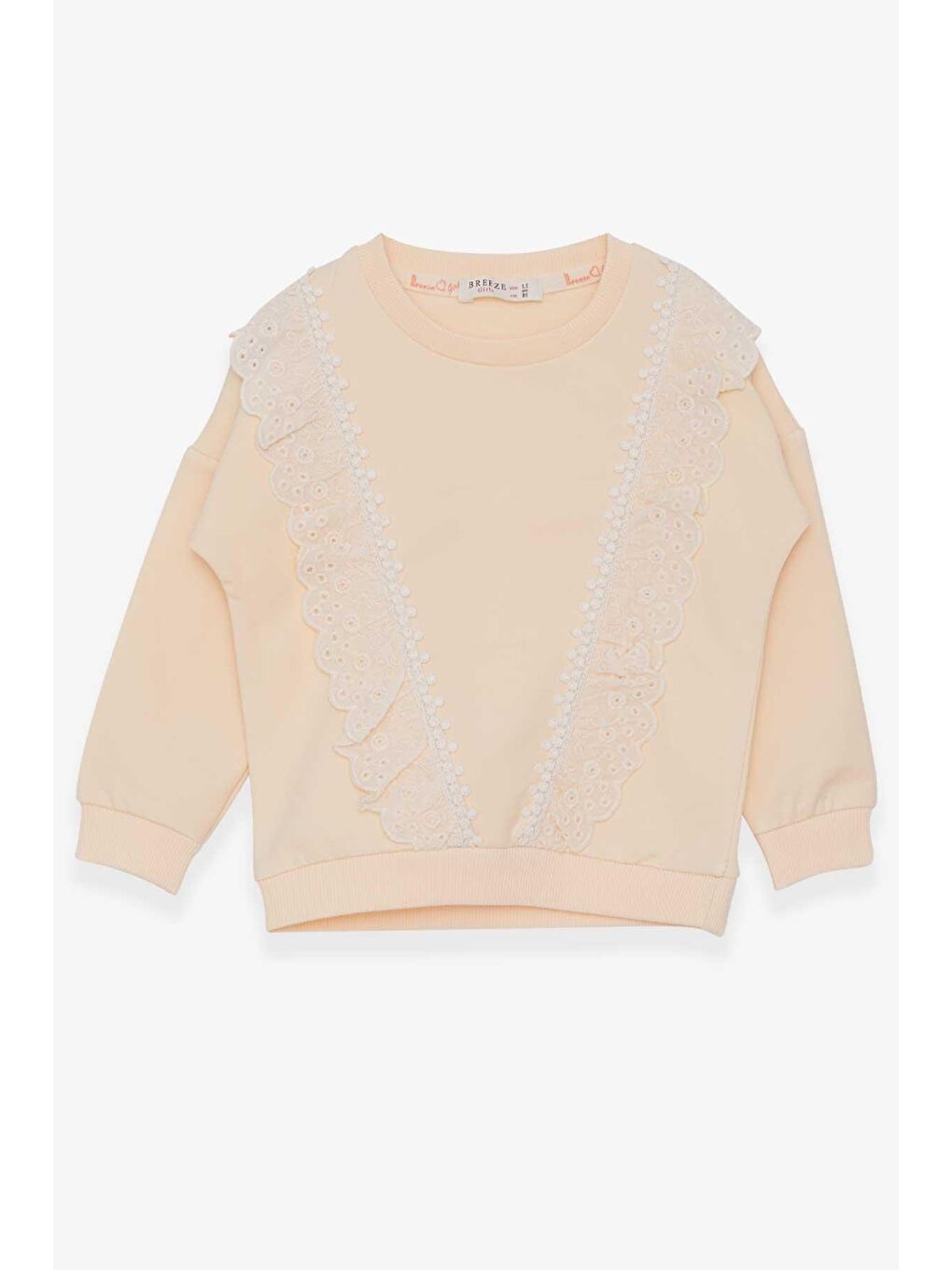 Ekru Kız Çocuk Sweatshirt Güpürlü Krem (1.5-5 Yaş)