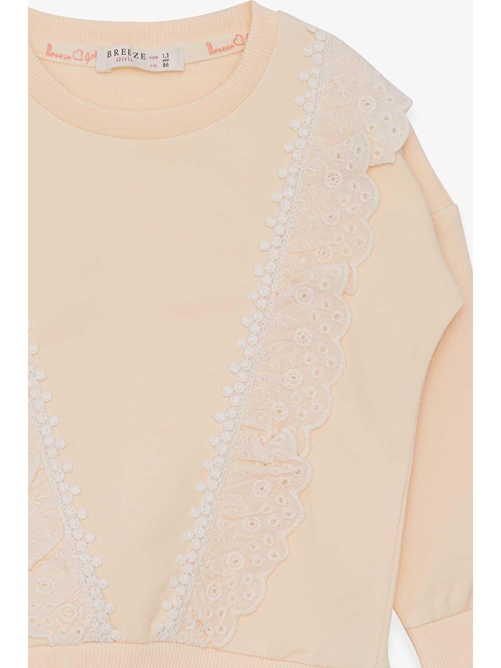 Ekru Kız Çocuk Sweatshirt Güpürlü Krem (1.5-5 Yaş)-2