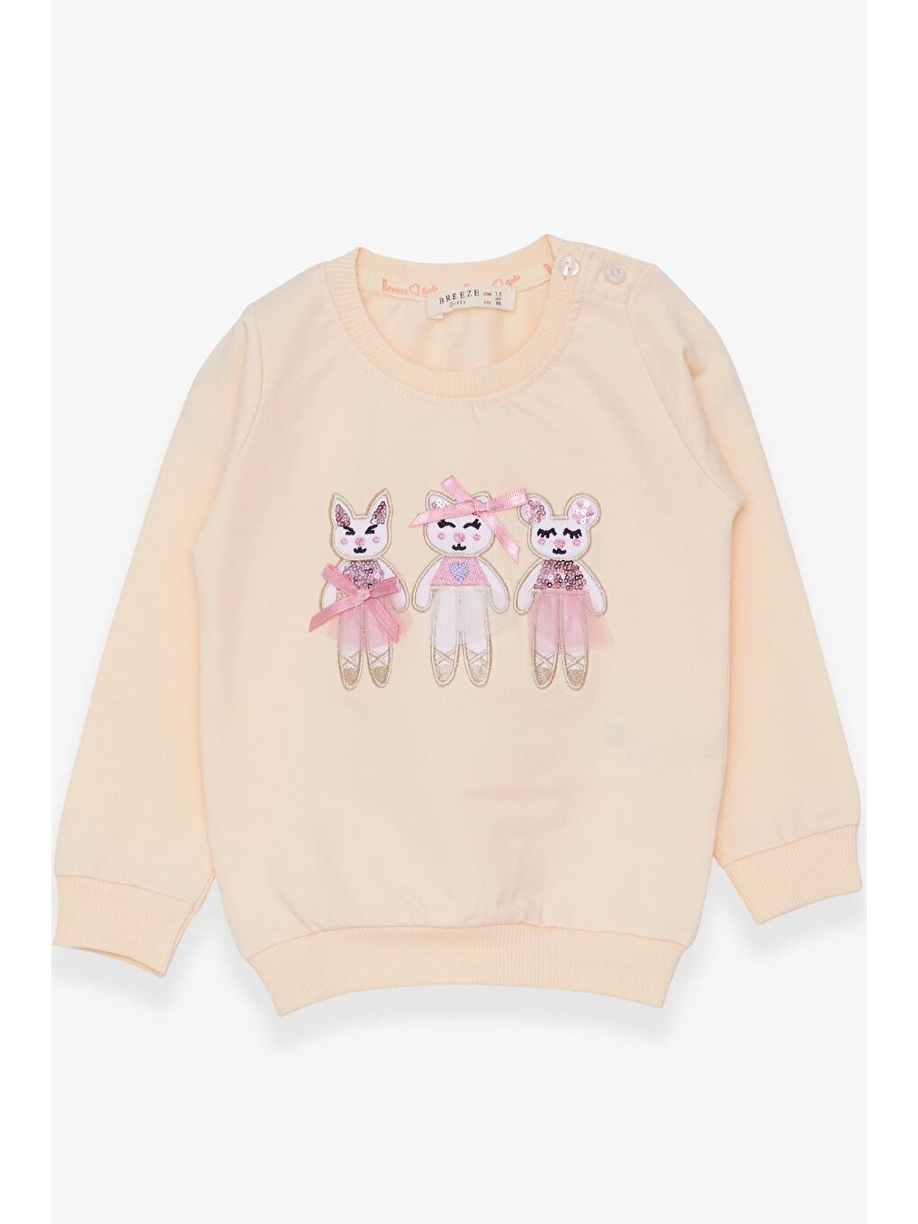 Breeze Ekru Kız Çocuk Sweatshirt Hayvancık Baskılı Krem (1.5-5 Yaş) - 1