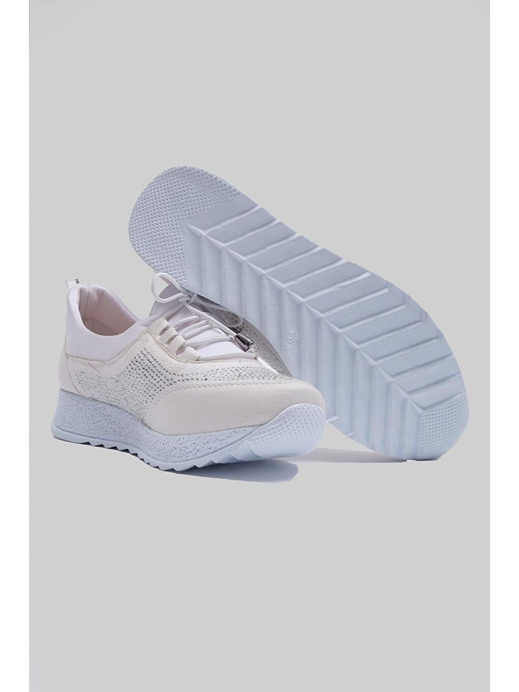 Beyaz Serdar Yeşil Sheila Strech Saten Kumaş Günlük Ayakkabı Kadın-2